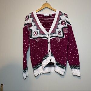 Complements Sweater Cardigan Medium Vintage Knit Floral